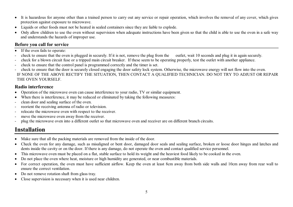 Installation | Hyundai H-MW1030 User Manual | Page 5 / 24