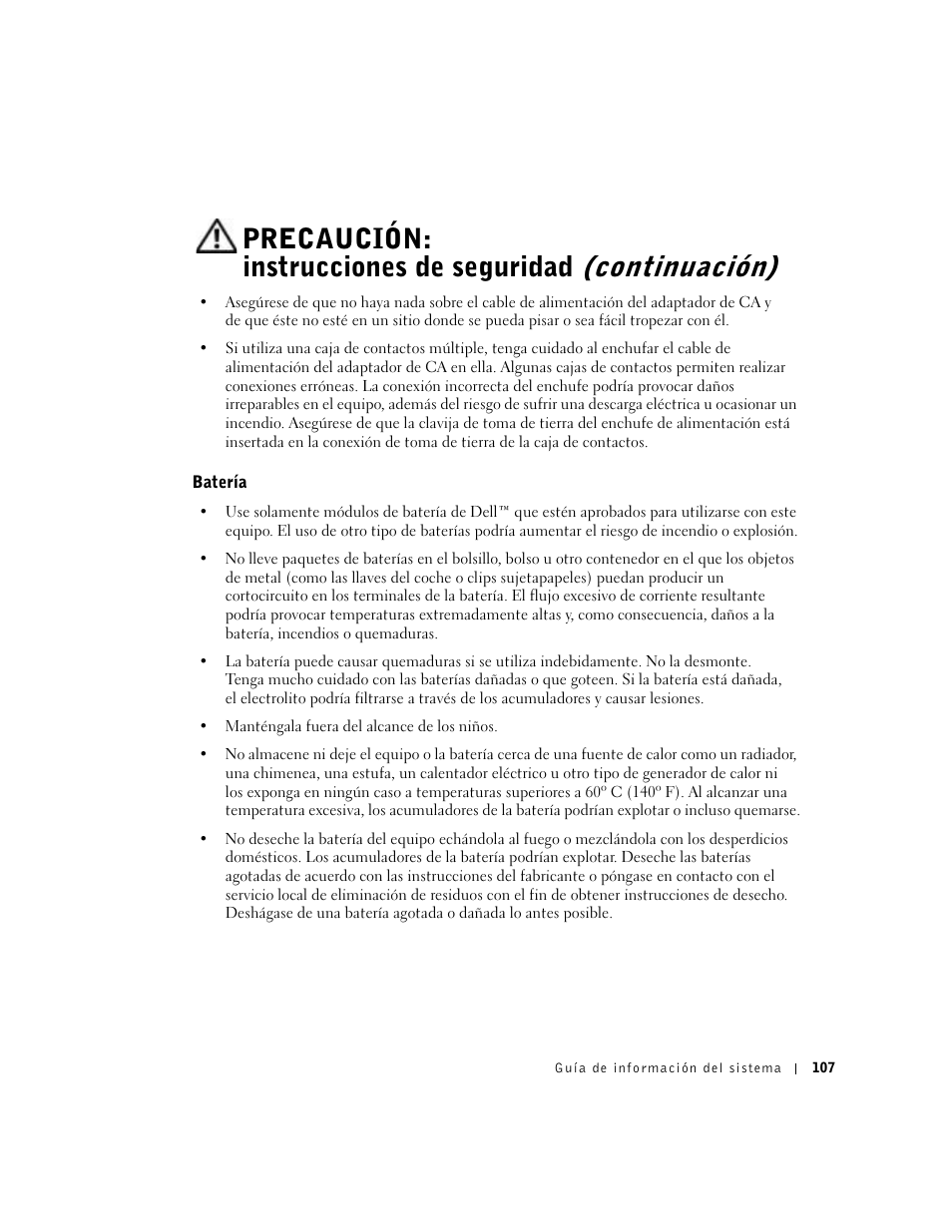 Batería | Dell Latitude X300 User Manual | Page 109 / 138