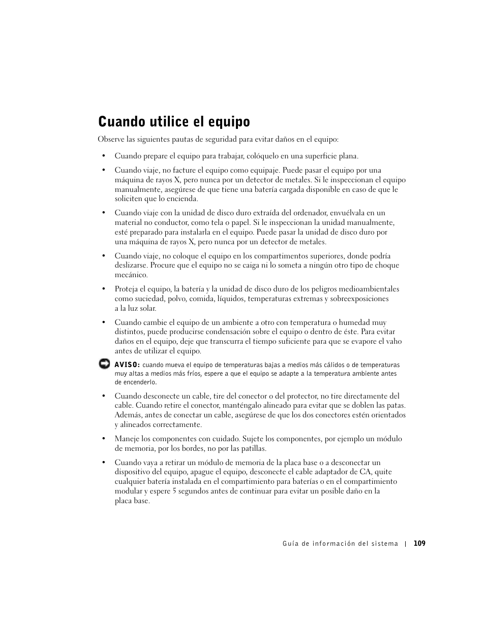 Cuando utilice el equipo | Dell Latitude X300 User Manual | Page 111 / 138