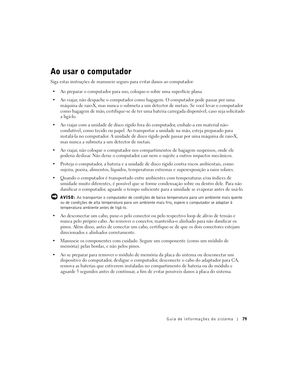Ao usar o computador | Dell Latitude X300 User Manual | Page 81 / 138
