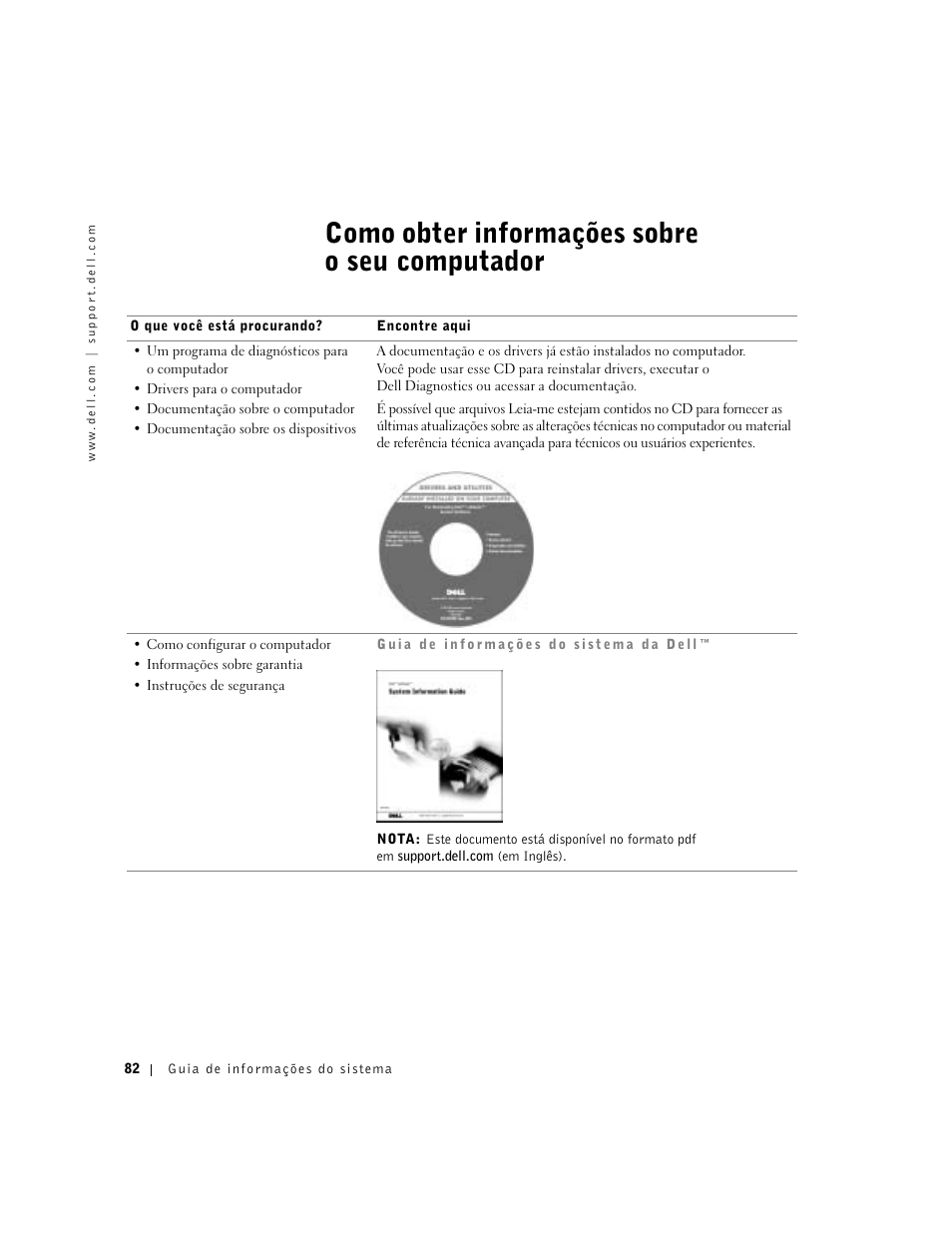 Como obter informações sobre o seu computador | Dell Latitude X300 User Manual | Page 84 / 138