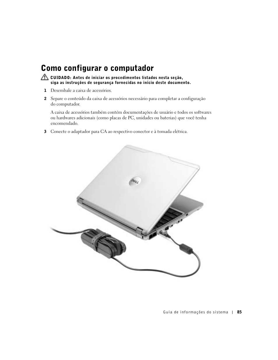 Como configurar o computador | Dell Latitude X300 User Manual | Page 87 / 138