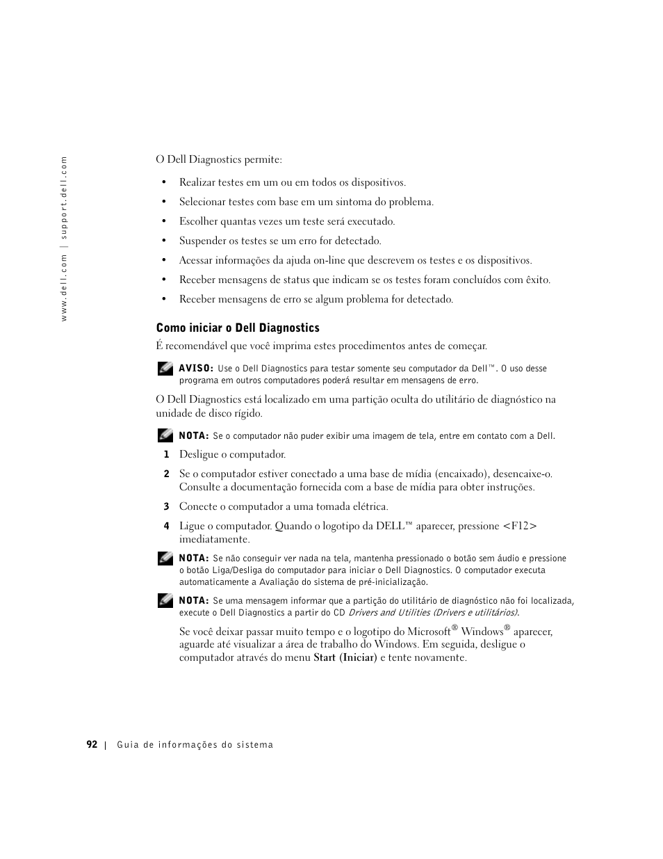 Como iniciar o dell diagnostics | Dell Latitude X300 User Manual | Page 94 / 138