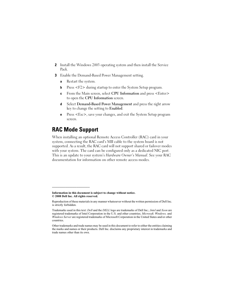 Rac mode support | Dell POWEREDGE 300 User Manual | Page 2 / 18