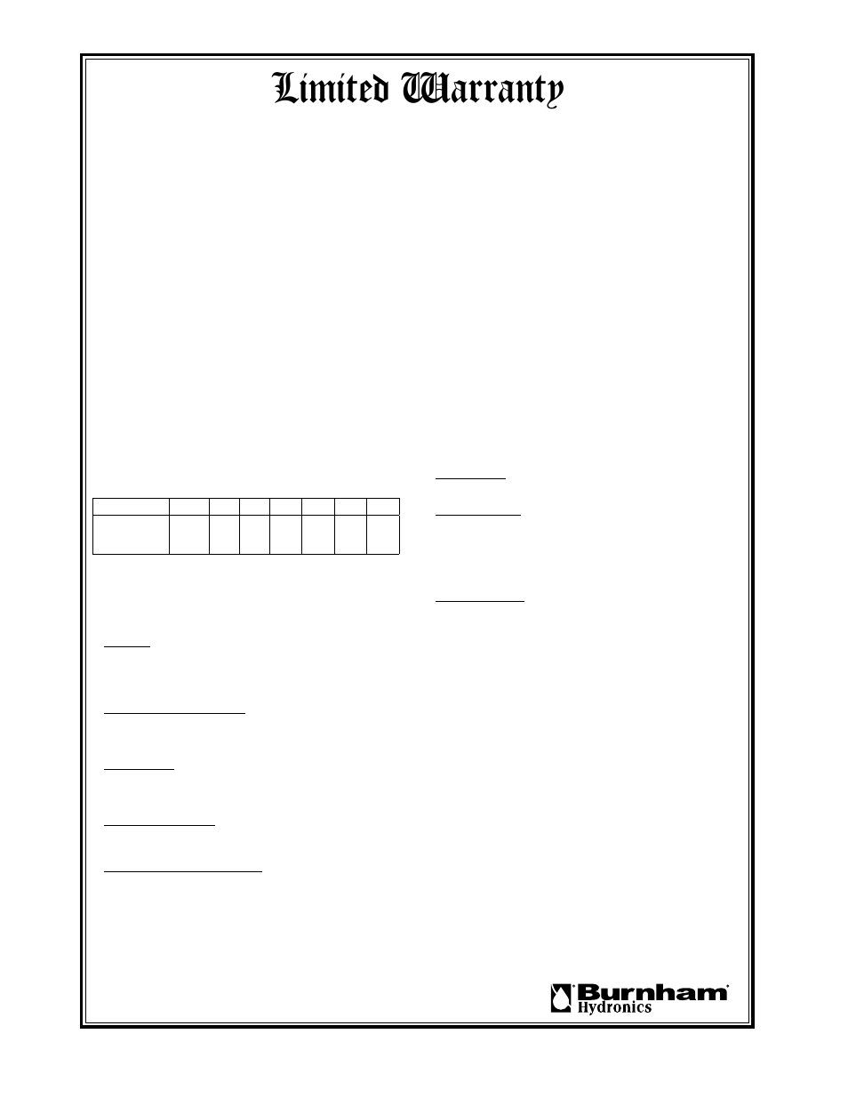 Limited warranty | Burnham ALP150 User Manual | Page 100 / 100