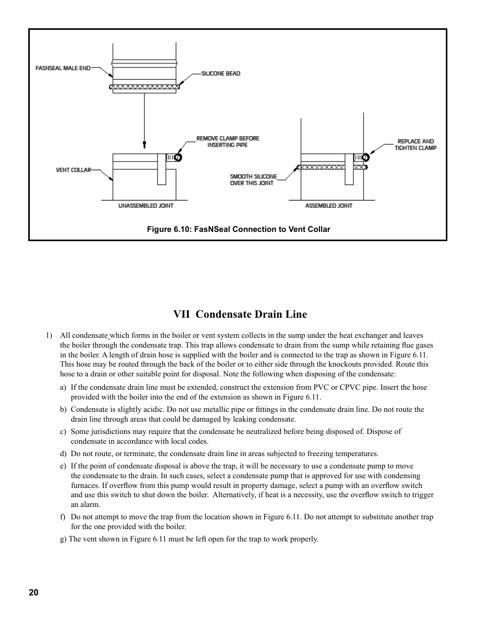 Vii condensate drain line | Burnham CHG225 User Manual | Page 20 / 72