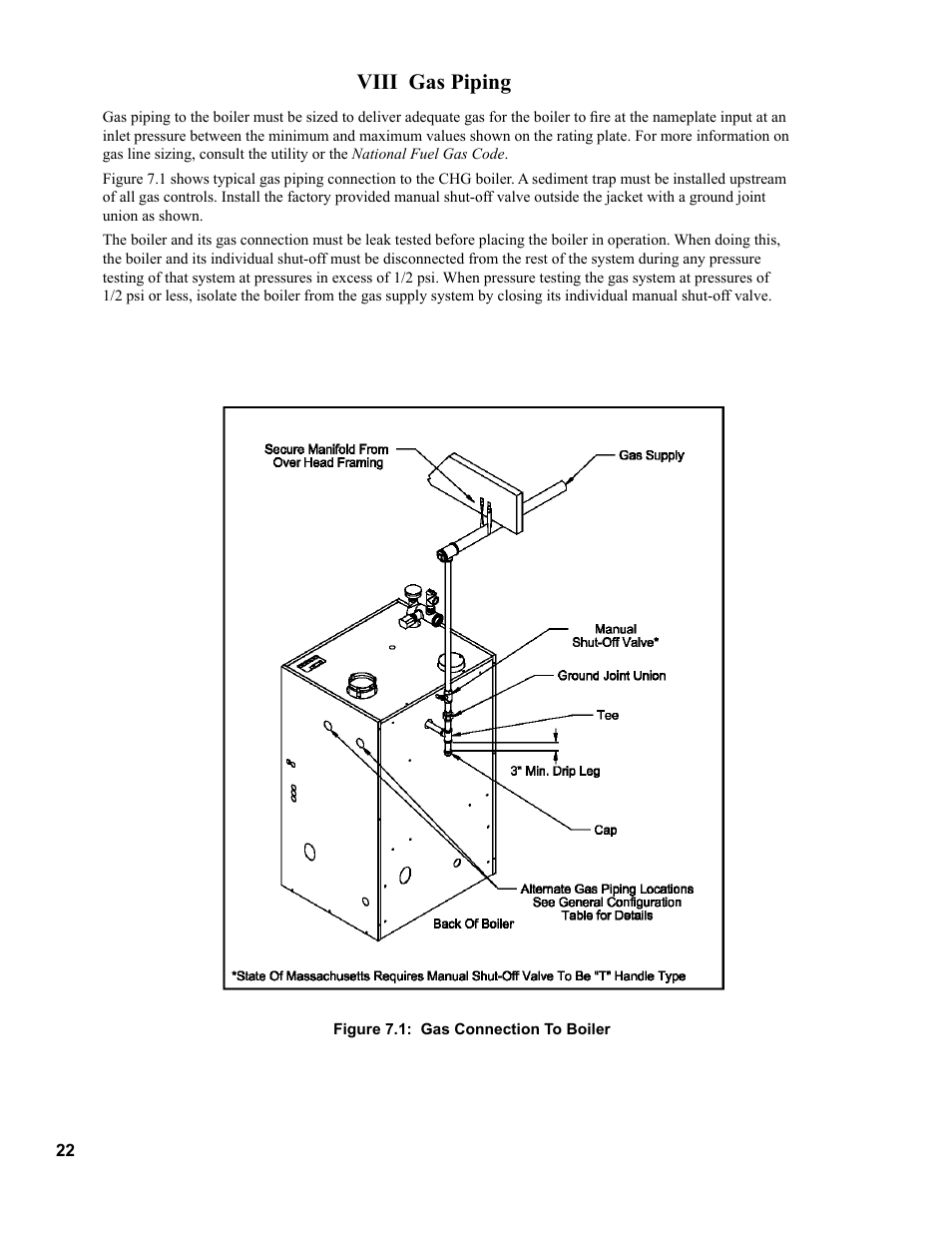 Viii gas piping | Burnham CHG225 User Manual | Page 22 / 72
