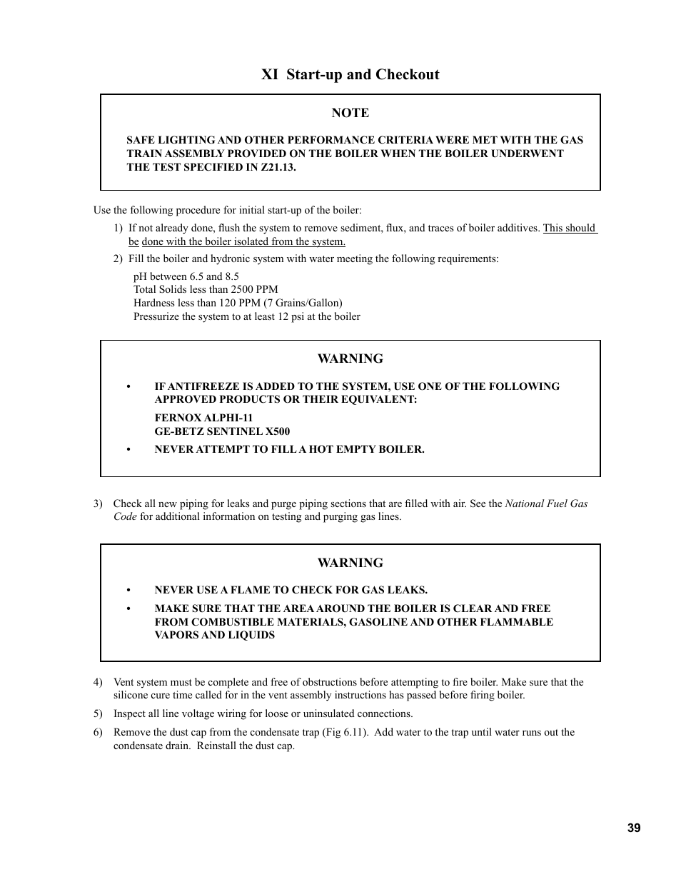 Xi start-up and checkout | Burnham CHG225 User Manual | Page 39 / 72