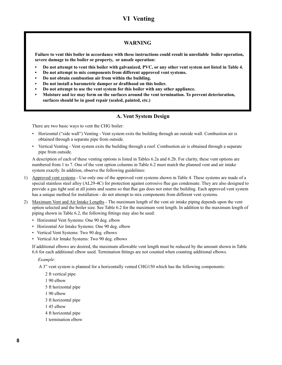 Vi venting | Burnham CHG225 User Manual | Page 8 / 72