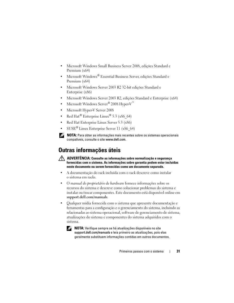 Outras informações úteis | Dell PowerEdge R210 User Manual | Page 33 / 50