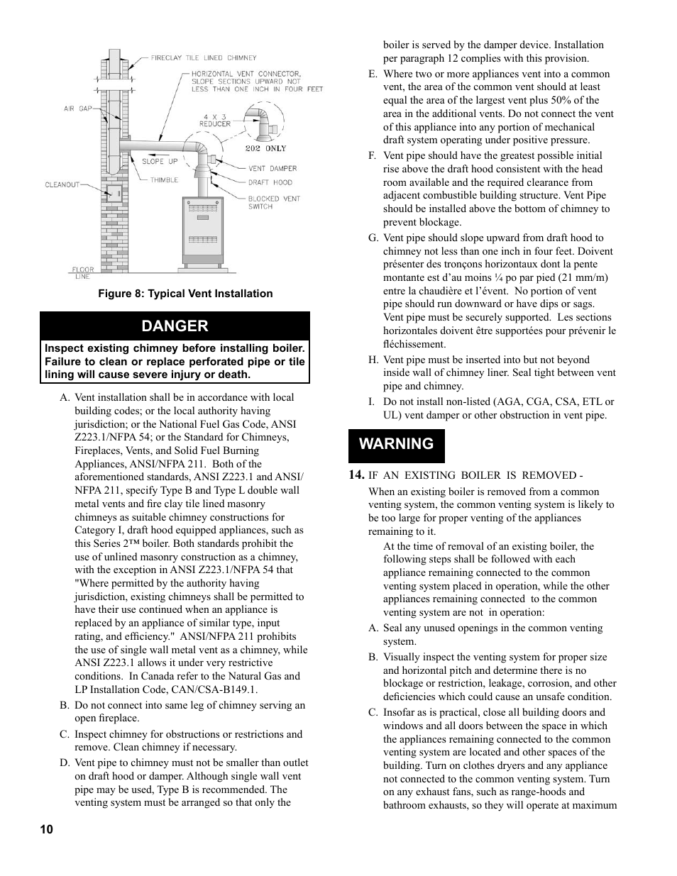 Danger, Warning | Burnham Series 2B User Manual | Page 10 / 52