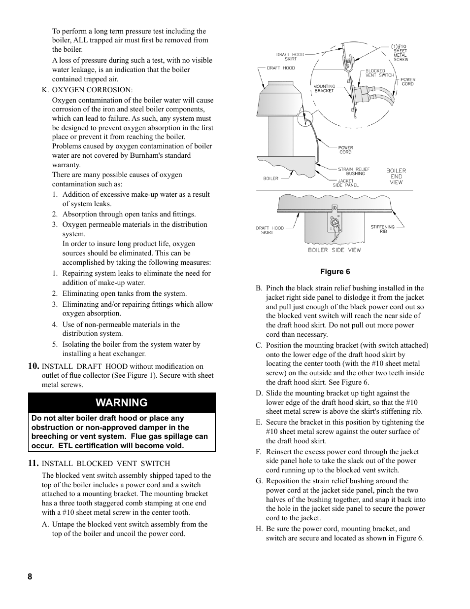 Warning | Burnham Series 2B User Manual | Page 8 / 52