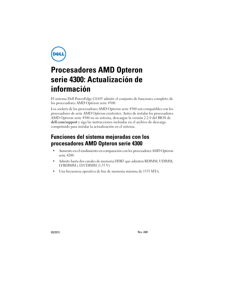 Dell POWEREDGE C6105 User Manual | 2 pages