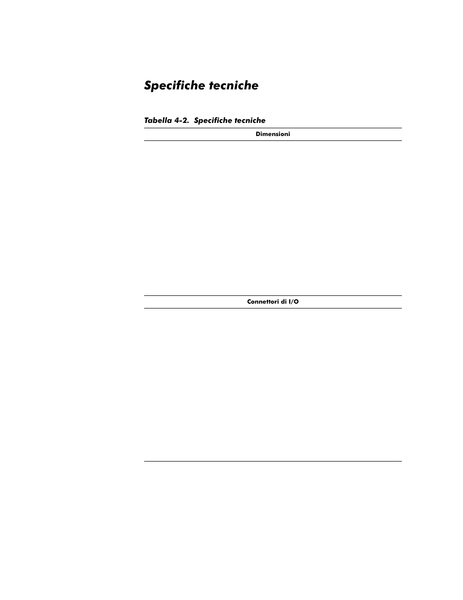 Specifiche tecniche, Specifiche tecniche -11, Tabella 4-2. specifiche tecniche | Dell Inspiron 8100 User Manual | Page 109 / 158