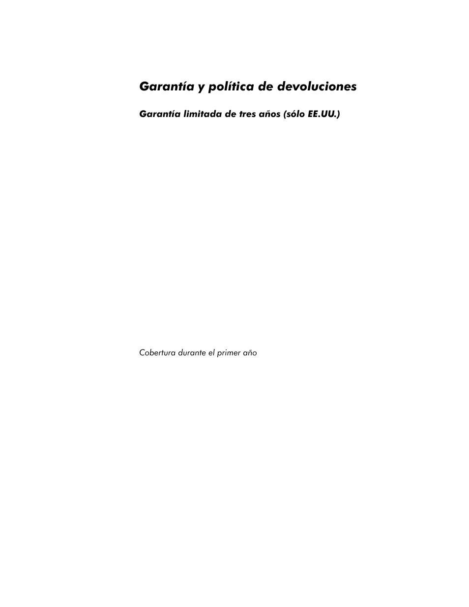 Garantía y política de devoluciones, Garantía limitada de tres años (sólo ee.uu.), Garantía y política de devoluciones -20 | Garantía limitada de tres años (sólo ee.uu.) -20, Cobertura durante el primer aсo -20 | Dell Inspiron 8100 User Manual | Page 152 / 158