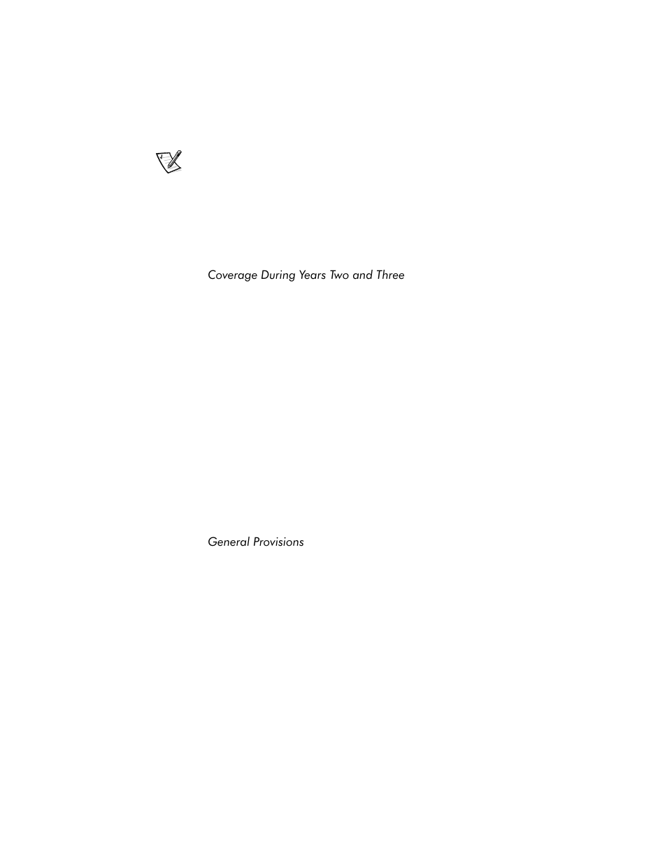 Coverage during years two and three -23, General provisions -23 | Dell Inspiron 8100 User Manual | Page 27 / 158