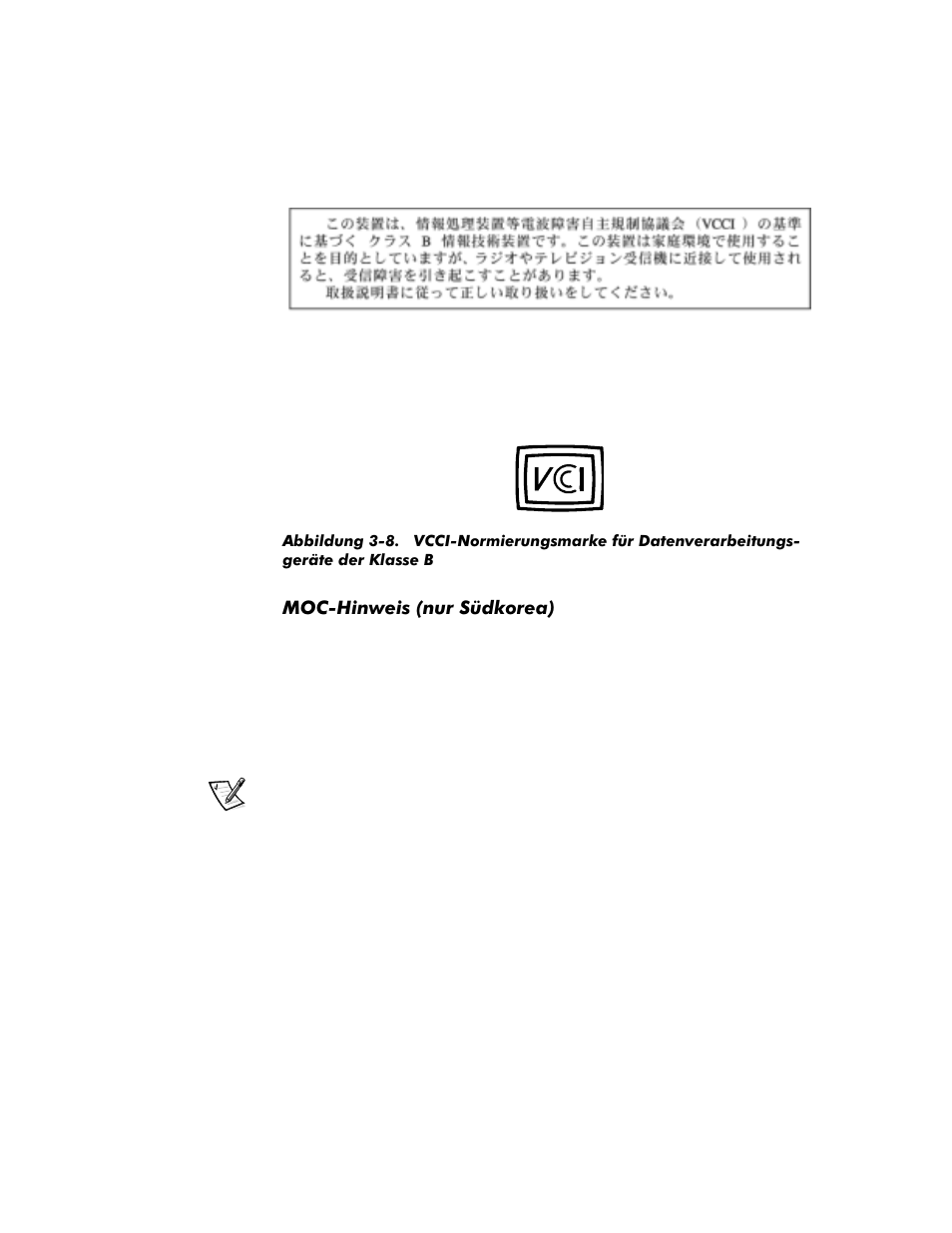 Moc-hinweis (nur südkorea), Ite der klasse b -16, Moc-hinweis (nur südkorea) -16 | Abbildung 3-8 | Dell Inspiron 8100 User Manual | Page 82 / 158