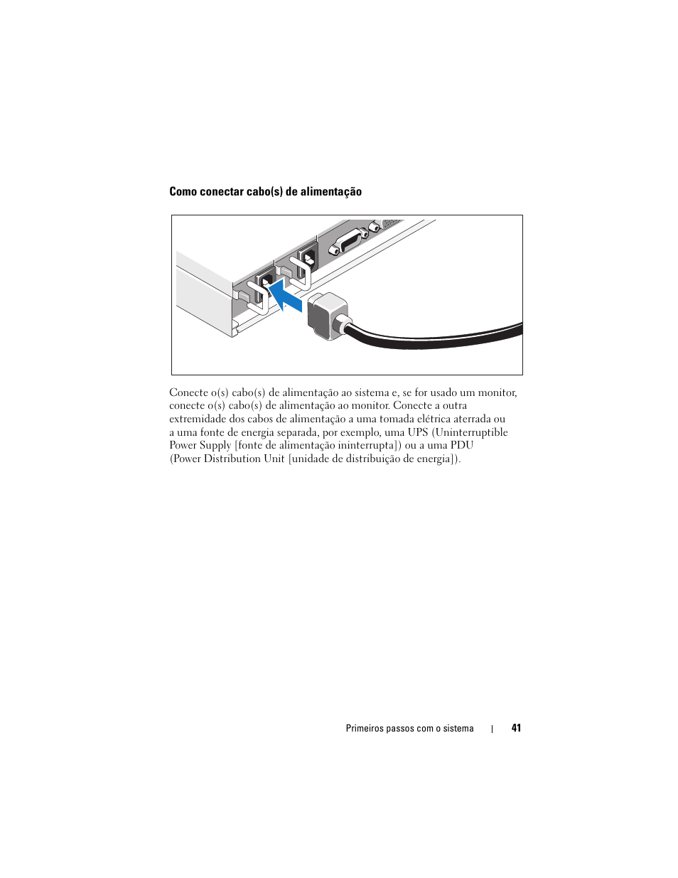 Como conectar cabo(s) de alimentação | Dell PowerEdge C1100 User Manual | Page 43 / 66