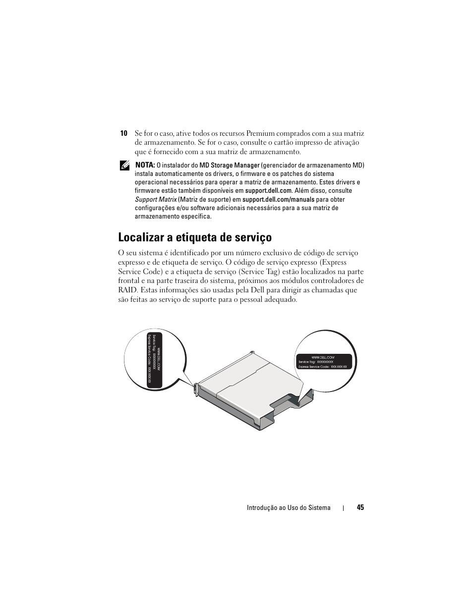 Localizar a etiqueta de serviço | Dell PowerVault MD3200 User Manual | Page 47 / 76