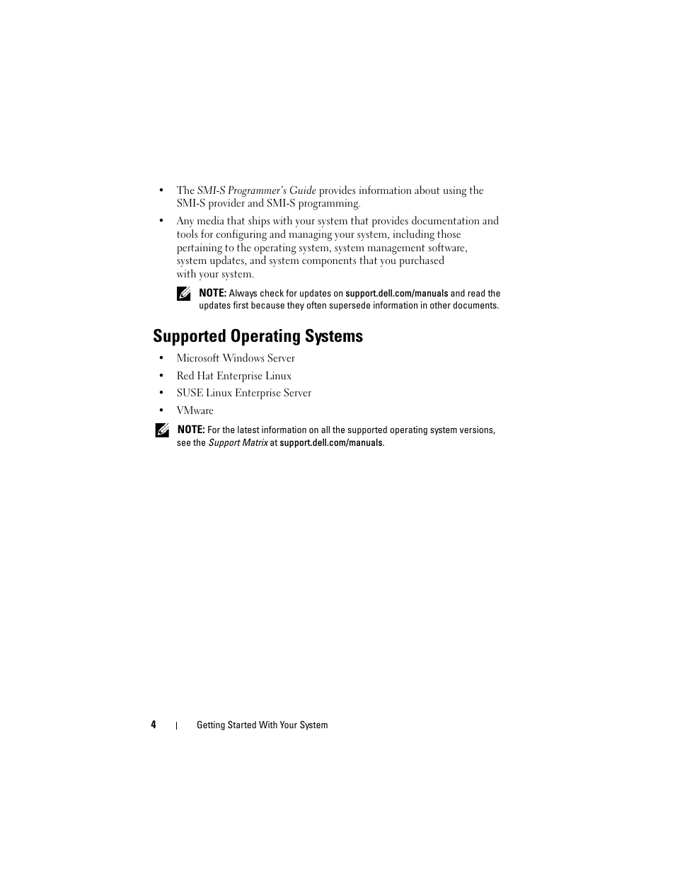 Supported operating systems | Dell PowerVault MD3200 User Manual | Page 6 / 76