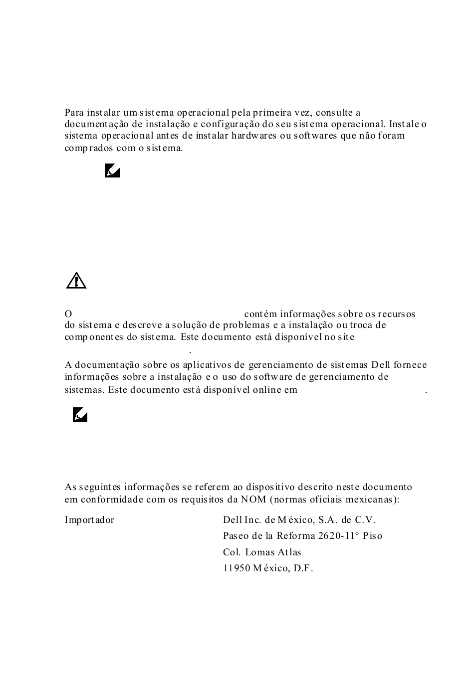 Instalação do sistema operacional, Outras informações úteis, Informações nom (somente para o méxico) | Dell PowerEdge C6220 II User Manual | Page 41 / 64