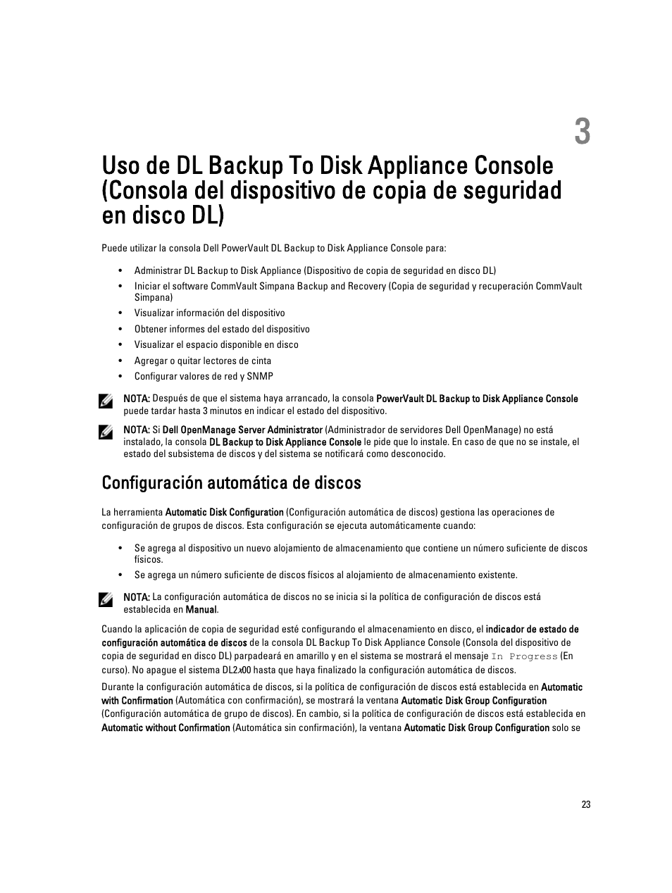 Configuración automática de discos, De copia de seguridad en disco dl) | Dell PowerVault DL2200 CommVault User Manual | Page 23 / 65