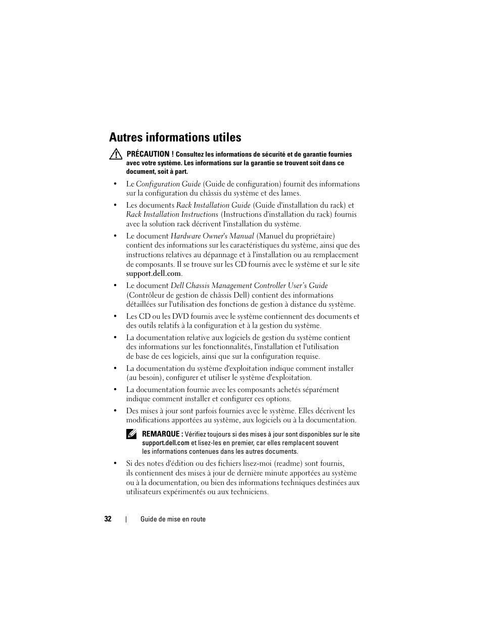 Autres informations utiles | Dell PowerEdge M805 User Manual | Page 34 / 90