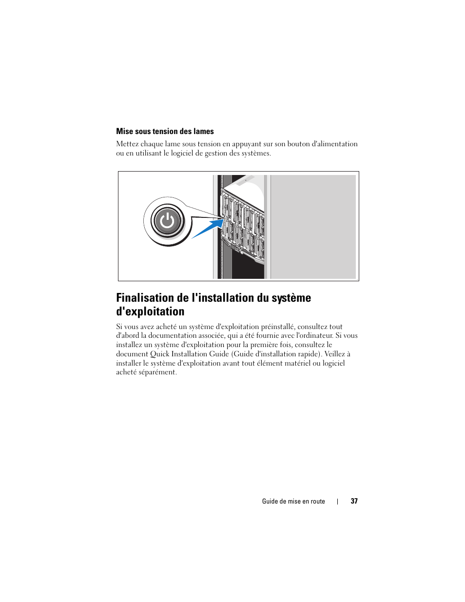 Mise sous tension des lames | Dell PowerEdge M805 User Manual | Page 39 / 90