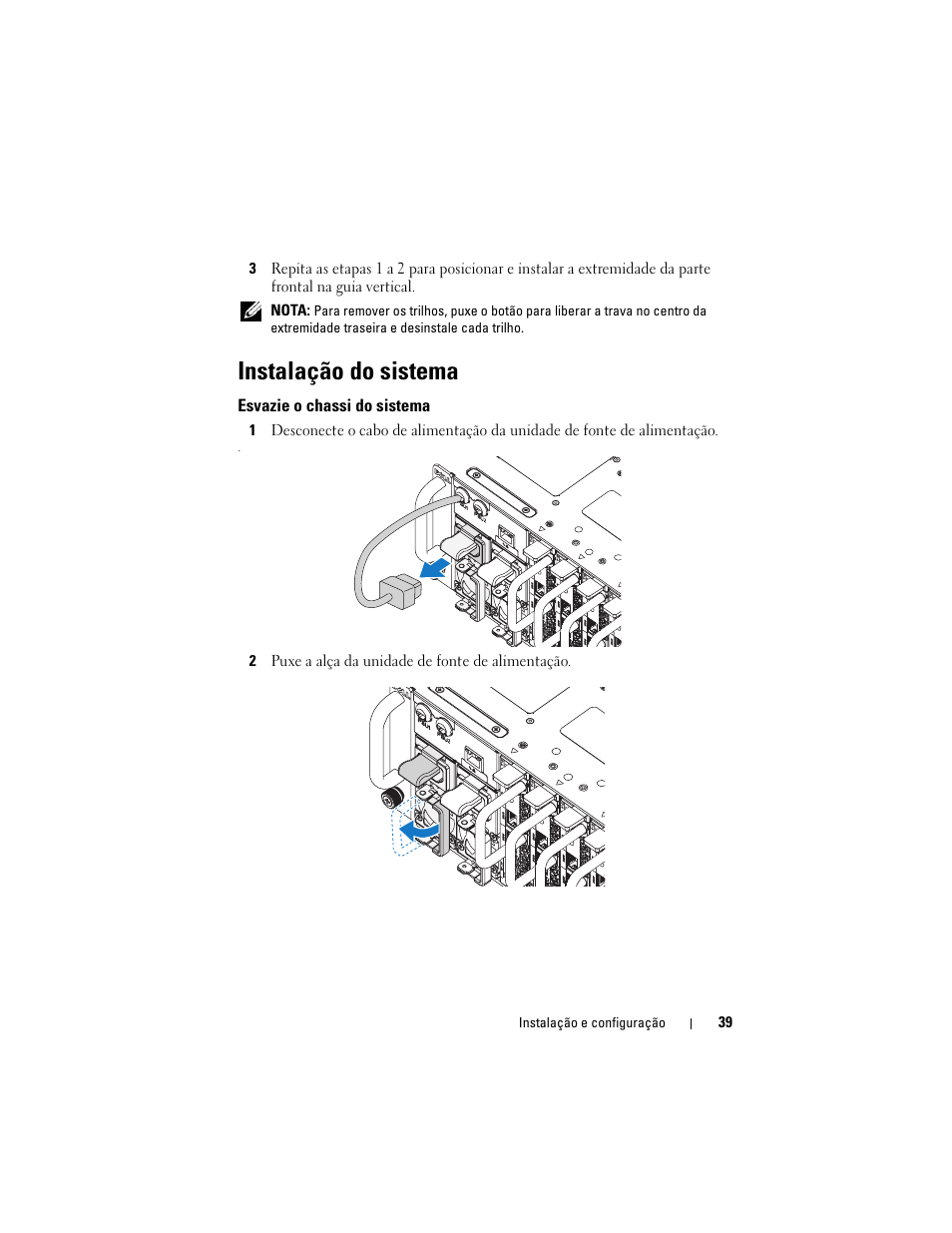 Instalação do sistema, Esvazie o chassi do sistema | Dell PowerEdge C5220 User Manual | Page 41 / 70