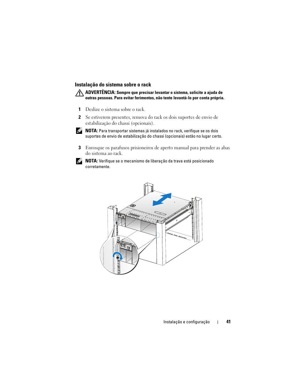 Instalação do sistema sobre o rack | Dell PowerEdge C5220 User Manual | Page 43 / 70