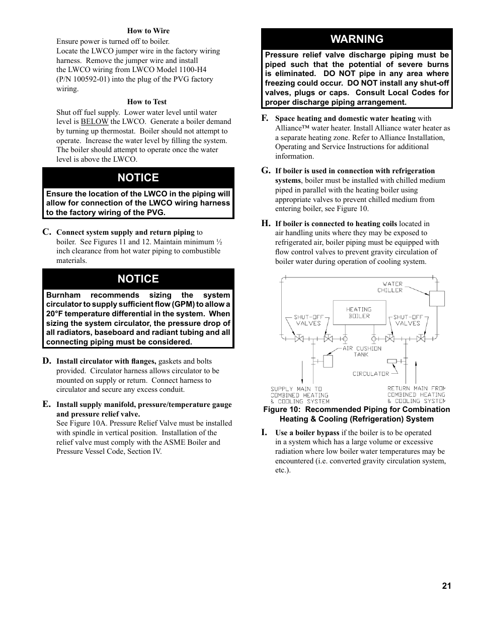 Notice, Warning | Burnham PVG User Manual | Page 21 / 64