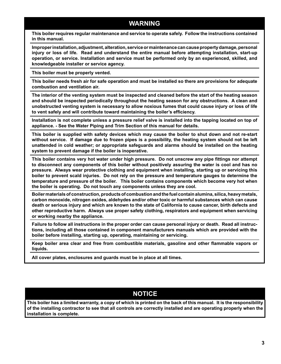 Warning, Notice | Burnham PVG User Manual | Page 3 / 64