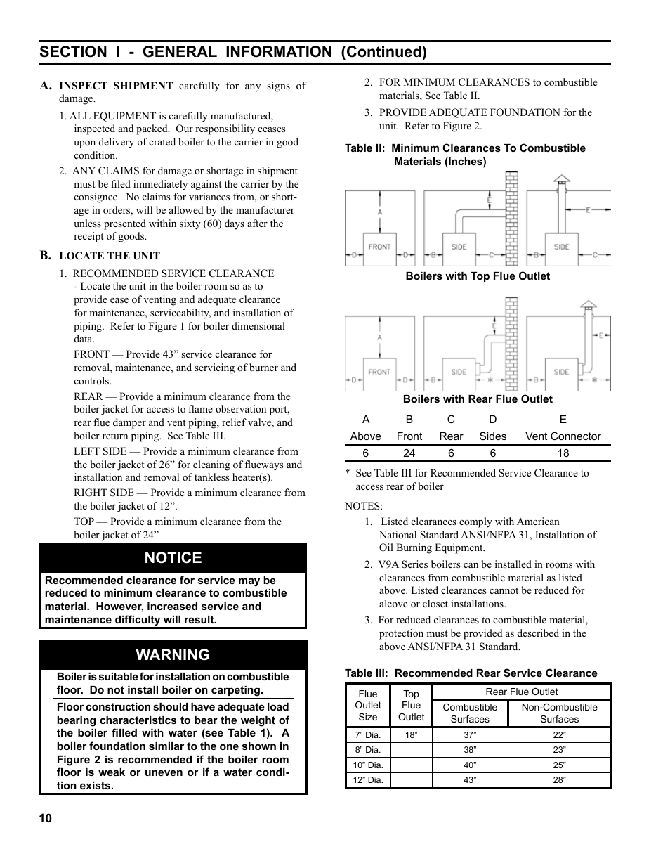 Notice, Warning | Burnham V9A User Manual | Page 10 / 64