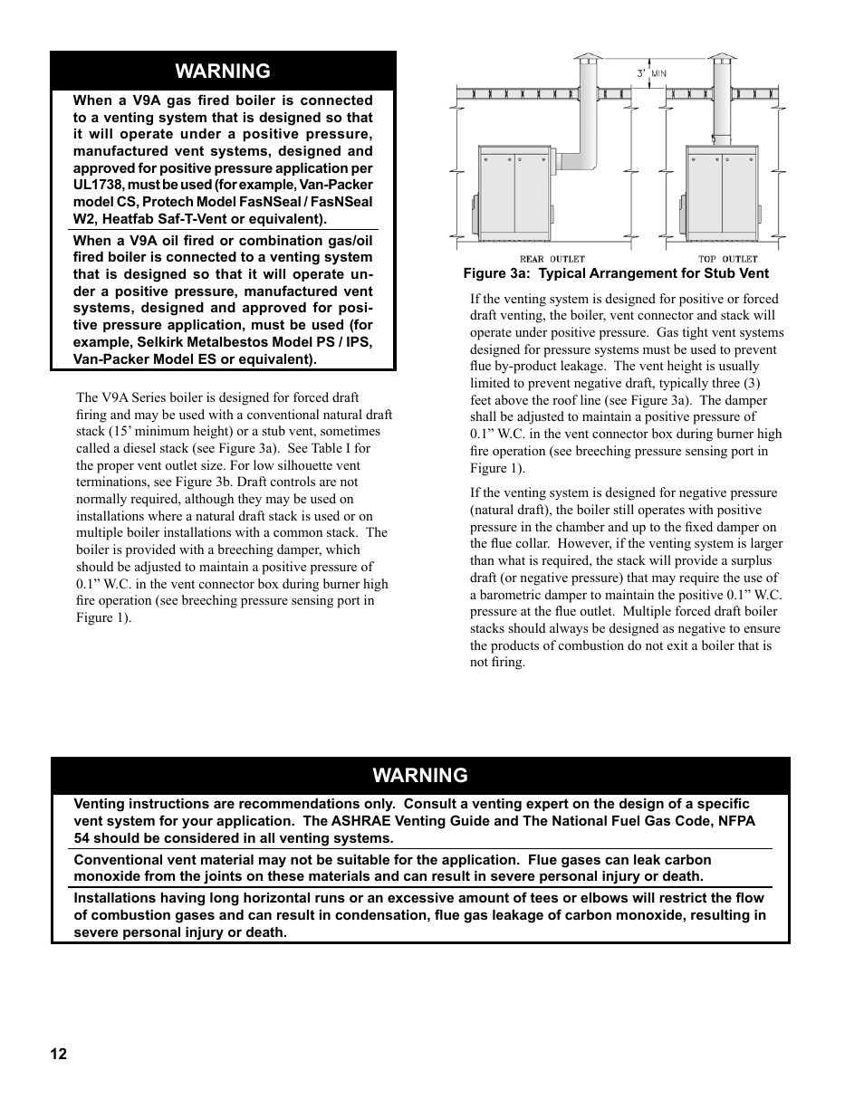 Warning | Burnham V9A User Manual | Page 12 / 64