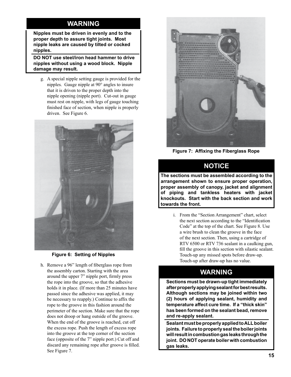 Warning, Notice | Burnham V9A User Manual | Page 15 / 64