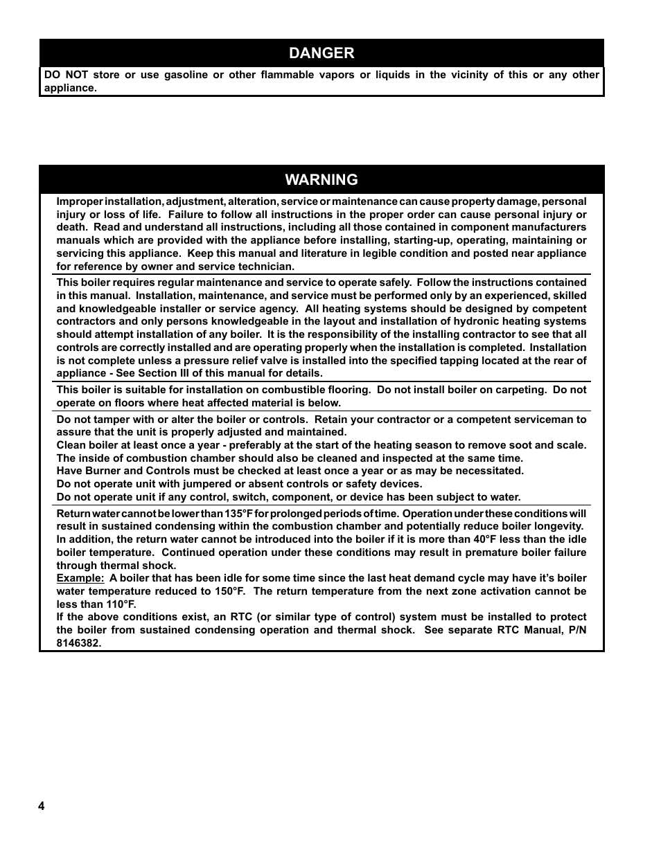 Danger, Warning | Burnham V9A User Manual | Page 4 / 64