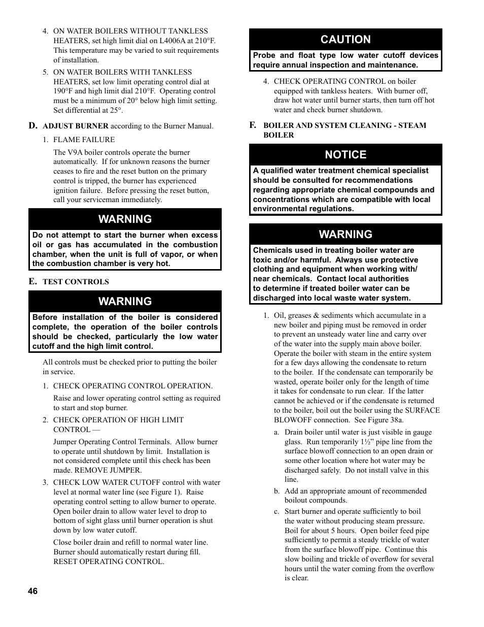 Warning, Caution, Notice | Burnham V9A User Manual | Page 46 / 64