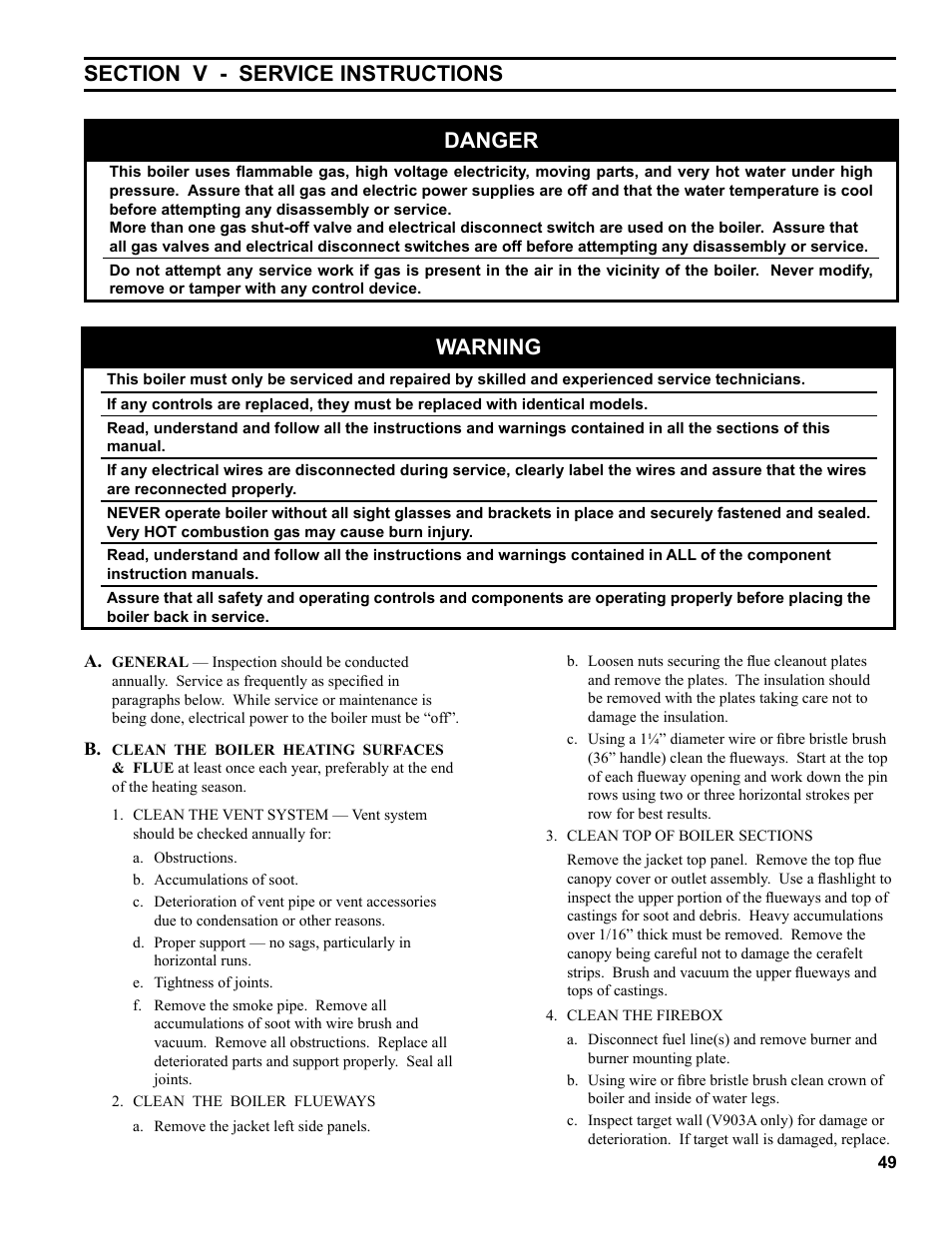 Warning | Burnham V9A User Manual | Page 49 / 64