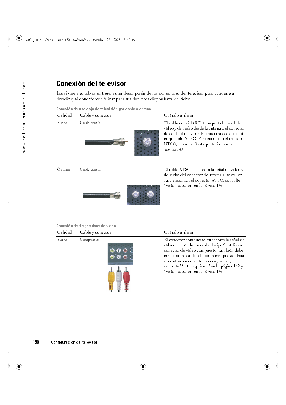 Conexión del televisor | Dell LCD TV W4201C User Manual | Page 14 / 68