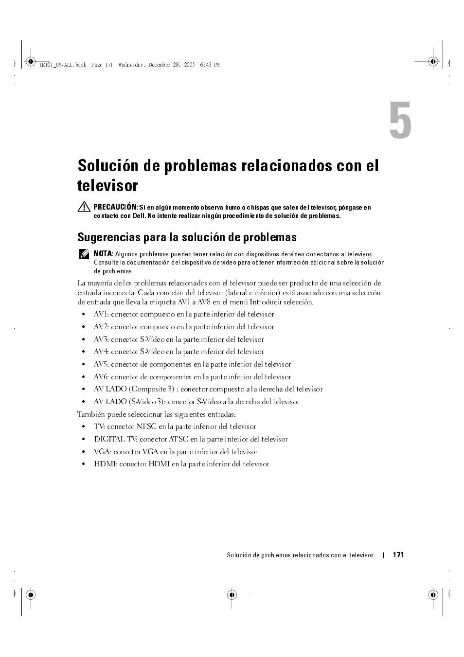 Sugerencias para la solución de problemas | Dell LCD TV W4201C User Manual | Page 35 / 68