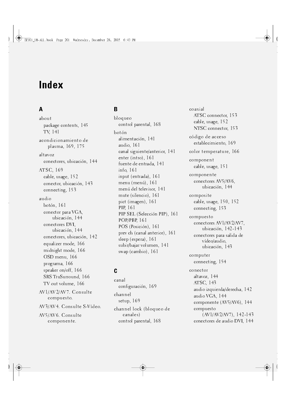 Index | Dell LCD TV W4201C User Manual | Page 65 / 68