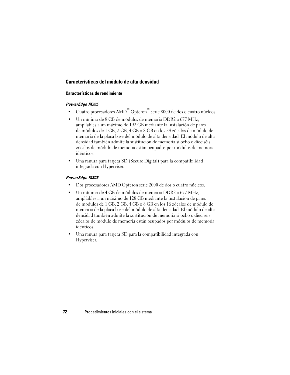 Características del módulo de alta densidad | Dell POWEREDGE M905 User Manual | Page 74 / 90