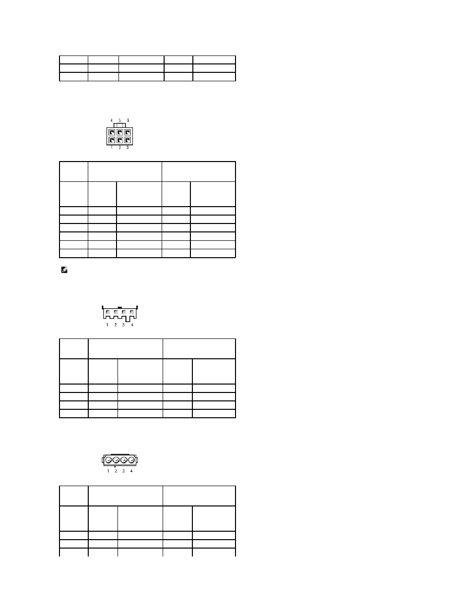 Dc power connector p4 (graphics card), Dc power connector p5 (fd1), Dc power connector p6 and p7 (bay1 and bay2) | Dell XPS M2010 (MXP061, Mid 2006) User Manual | Page 122 / 131