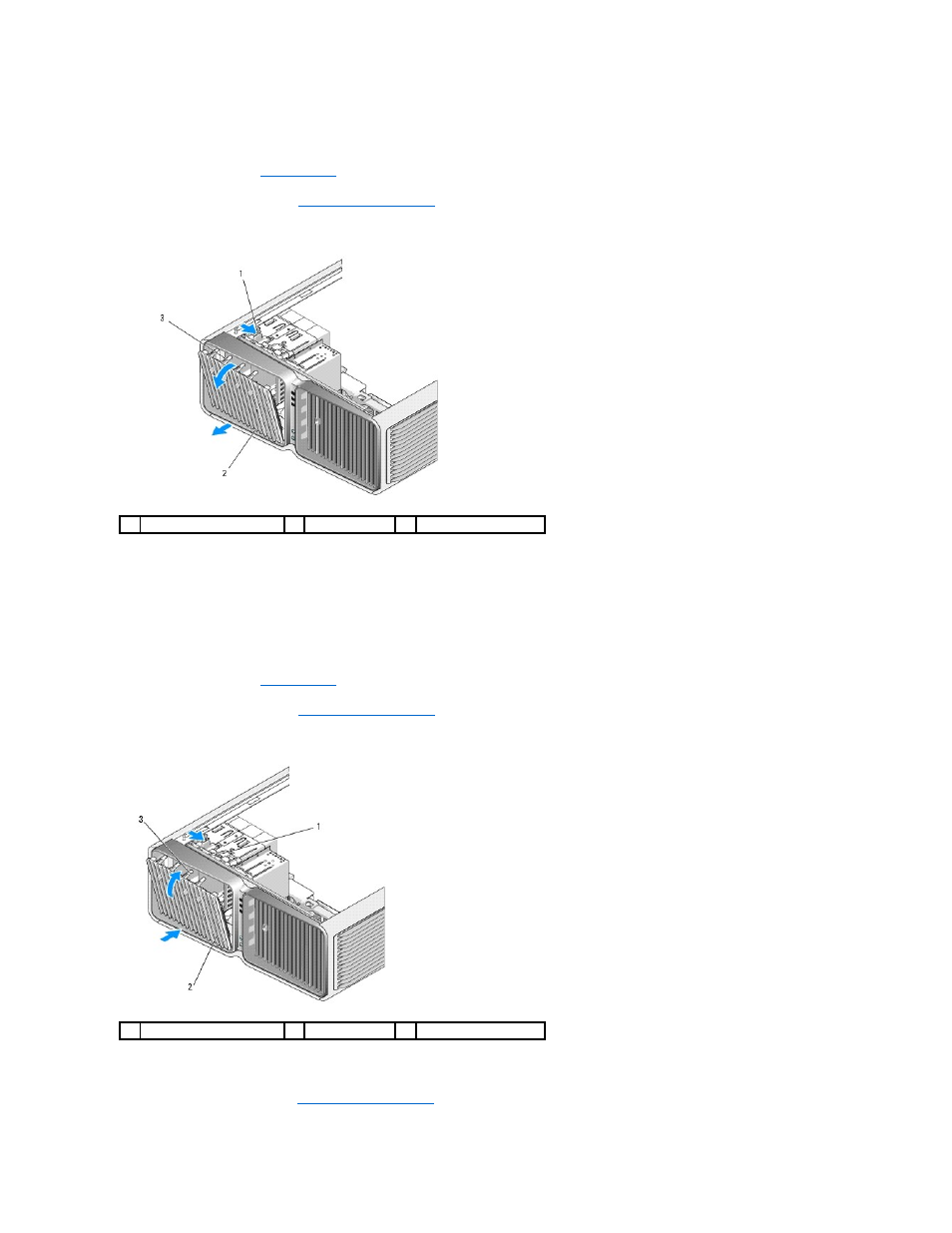 Removing the drive panel, Installing the drive panel | Dell XPS M2010 (MXP061, Mid 2006) User Manual | Page 72 / 131