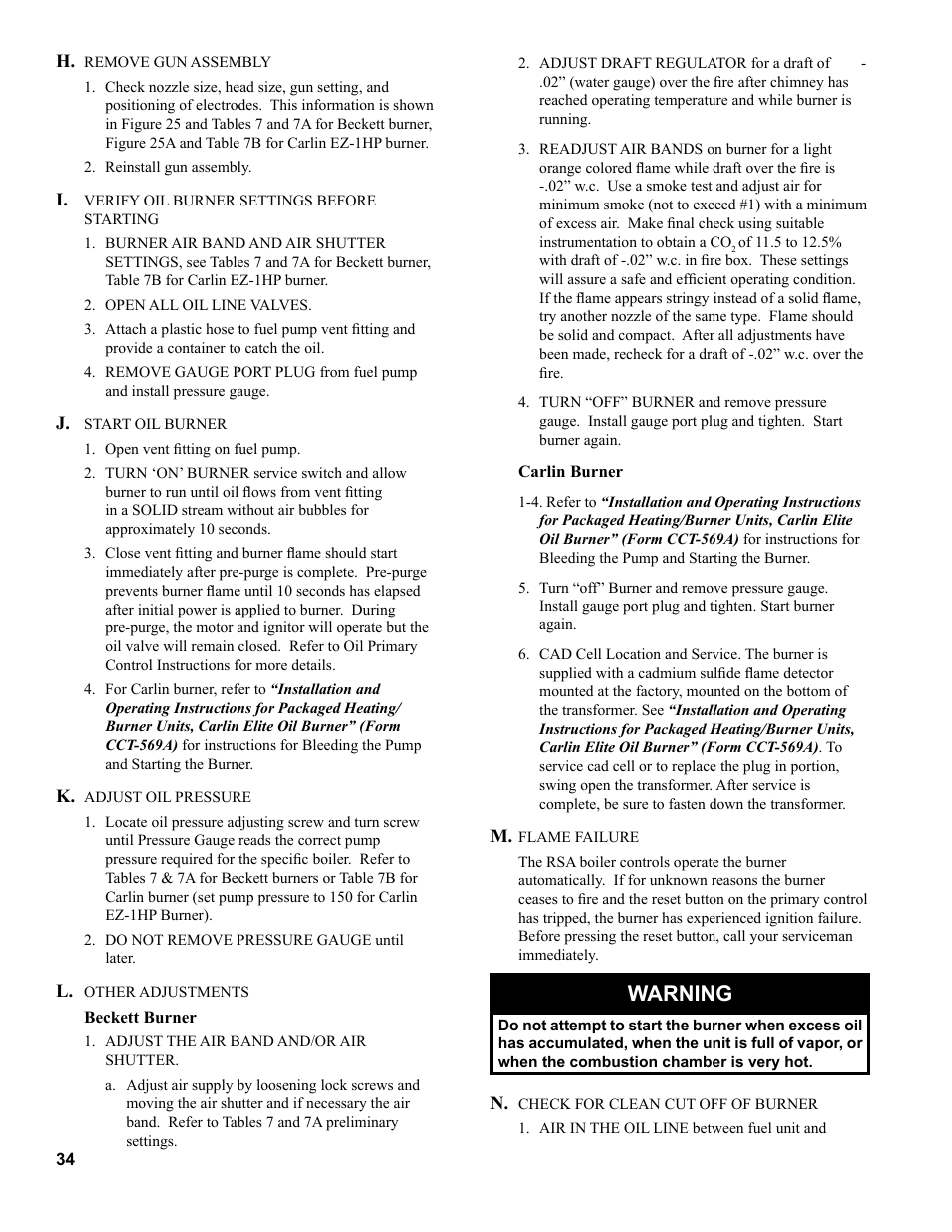 Warning | Burnham RSA User Manual | Page 34 / 52