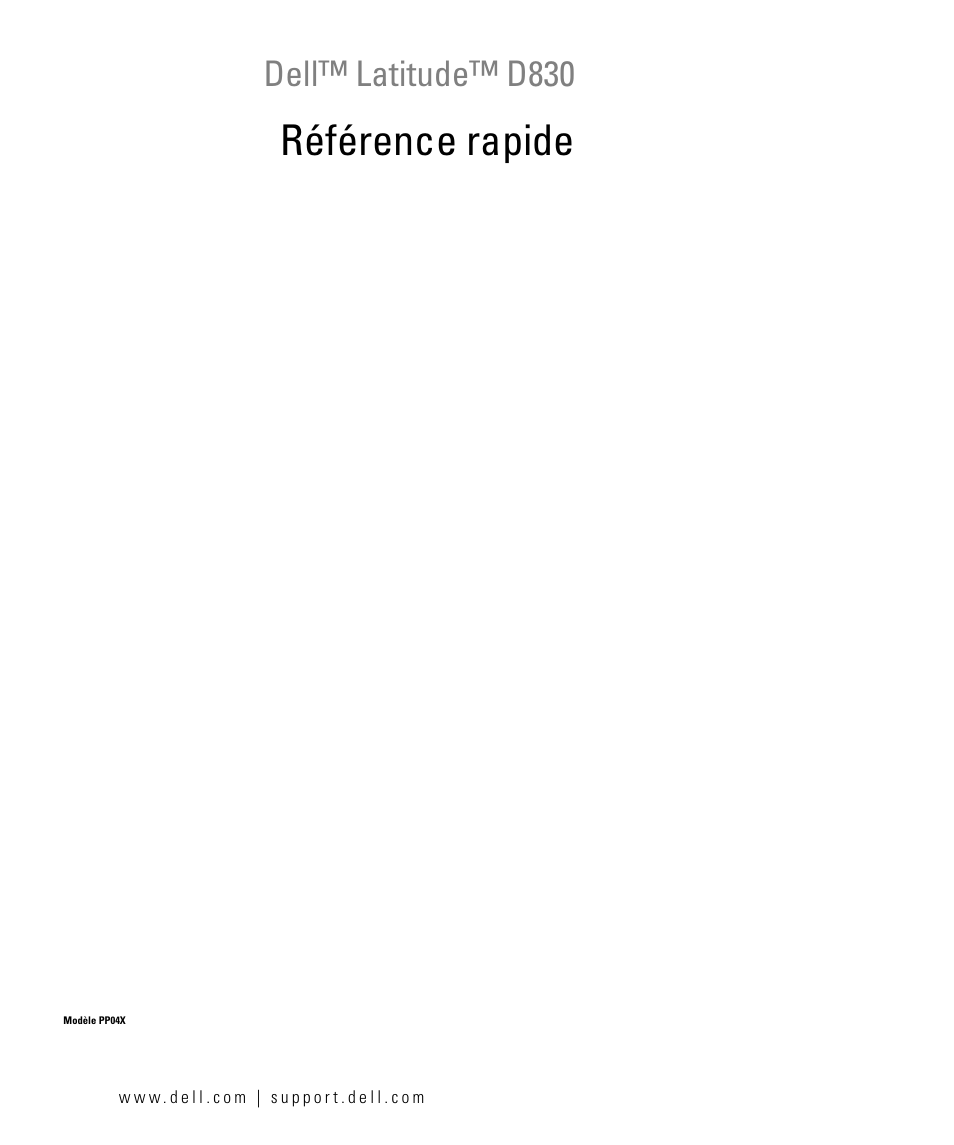 Référence rapide, Dell™ latitude™ d830 | Dell Latitude D830 (Early 2007) User Manual | Page 27 / 104