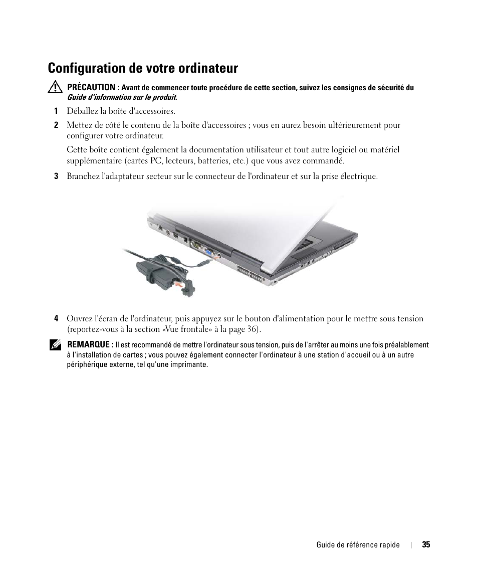 Configuration de votre ordinateur | Dell Latitude D830 (Early 2007) User Manual | Page 35 / 104