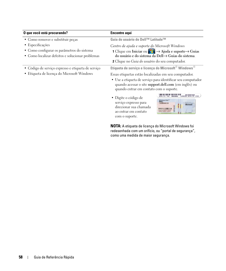 Dell Latitude D830 (Early 2007) User Manual | Page 58 / 104