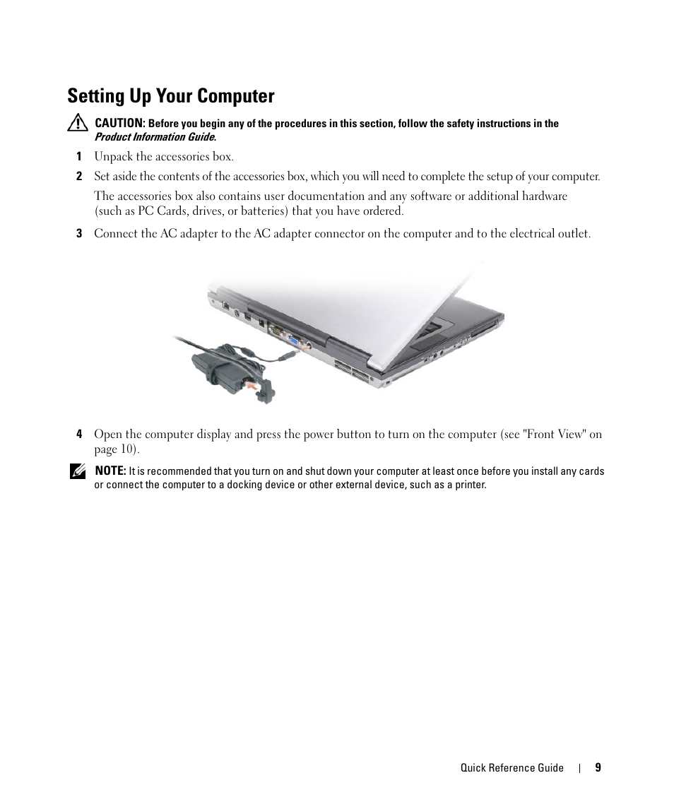 Setting up your computer | Dell Latitude D830 (Early 2007) User Manual | Page 9 / 104
