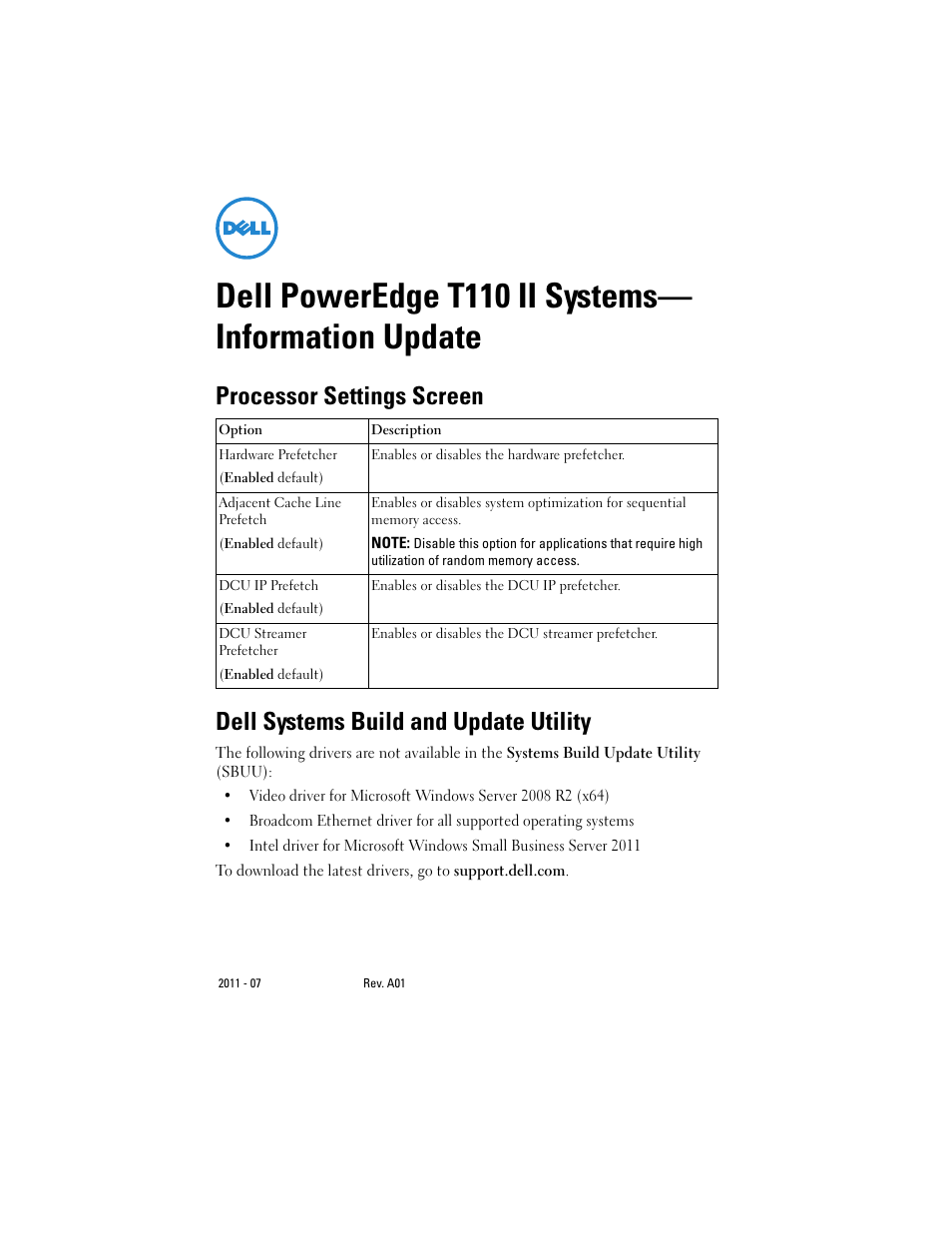 Dell PowerEdge T110 II User Manual | 14 pages